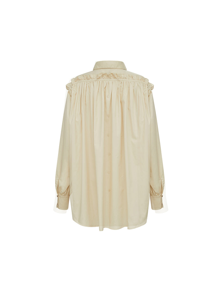 Fashion Boundary | Capsule Collection - Oversized Ruffle Flair Cream Shirt